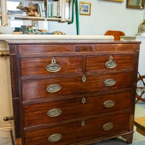 George IV Mahogany and Inlay Antique Chest of Drawers Four over Three