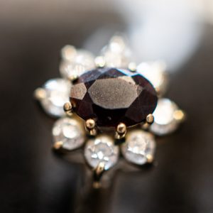 9ct Gold Vintage Garnet and CZ Ring