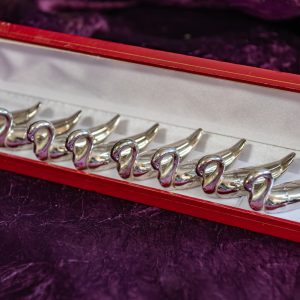 Set of 6 Silver Plated Swan Card Holders